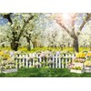 CHAIYA 8X6FT Spring Backdrop Natural Scenery White Flowers Forest Tree