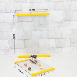 LANGBOHOS 2 PCS Tempered Glass Cutting Board for Kitchen with Silicone Handle-Non Anti slip and Easy to grip,Dishwasher-Safe, Ideal for Kitchen and Serving Tray (Yellow-12 * 8"&16 * 12")