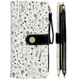 Farcauo Black Kawaii Cat Wallet for Women Long Leather Coin Purse with Cute Design Minimalist Credit Card Holder and ID Window Travel Cash Wallet for Ladies