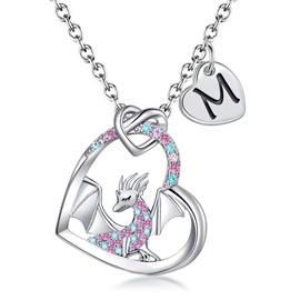 BAOWING Dragon Necklace Gifts for Girls Dragon Necklace for Kids Girls Rainbow Dinosaur Animal Pendant Jewelry Birthday Gifts for Daughter Granddaughter Niece Teens Little Girls M