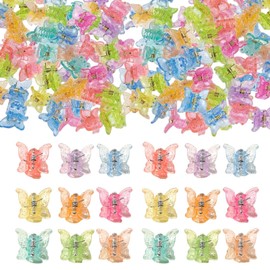 50 Pieces Of Plastic Butterfly Grab Clips, Colorful Mini Hair Clips, Fashionable Hair Accessories For Girls, Reusable, Fixed Hairstyle Decoration.