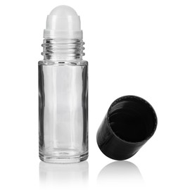 Clear 1 oz / 30 ml Large Glass Heavy Wall Roll On Bottle (6 PACK) + Funnel and Labels for Aromatherapy, DIY, Perfume, Home and Travel