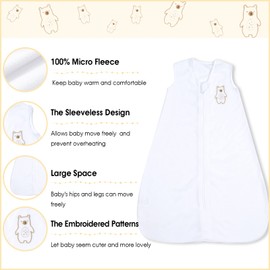 PHF Soft Baby Sleep Sack, 0-6 Months Baby Wearable Blanket, 2-Way Zipper Micro-Fleece Sleeping Bags, 2 Pack Comfy Toddler Sleeping Sack for Baby Boys Girls, Small Size, White&Grey