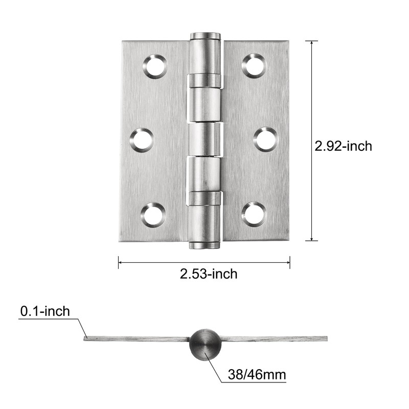 sourcing map 3Packs 3.4"x2.8"x0.1" Door Hinges with 6 Holes and