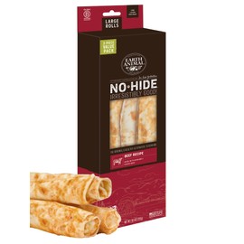 Earth Animal No-Hide Rolls Beef Recipe Large Natural Rawhide Alternative Dog Chews | 3 Count Pack of 1