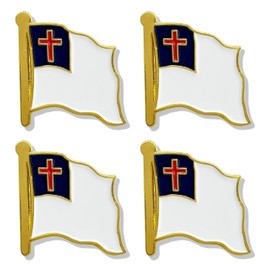 HSQCEZ 4 Pack Christian Flag Lapel Pin - Christians Flags Pins Lapel Hat Backpacks Suit Decoration & Men Women Waving Patriotic Enamel Metal Badge Souvenir