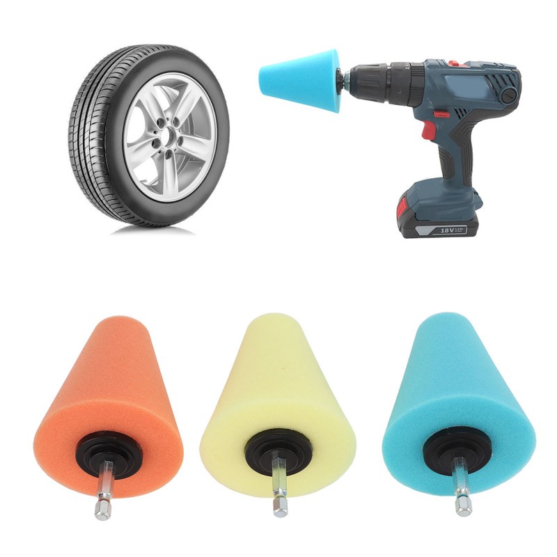 3PCS Hub Conical Polishing Sponge Buffing Foam Pad Wheel Care
