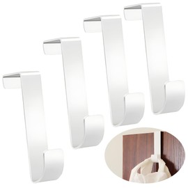 Tadpolez Pack of 4 Coat Hooks, Door Hooks, Reversible Hooks, Door Hooks for Hanging, Coat Hooks, Bathroom Hooks, for Cupboard Door and Room Door (White)