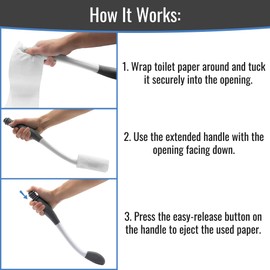 DMI CleanReach Pro with Sanitary Holder - Easy Release Toilet Aids for Wiping Bottom, Butt Wiper Tool for Women and Men, Long Handle Toilet Aids for Seniors and Handicap, Toileting Wand