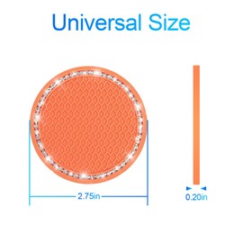 2 Pack Bling Cup Holder Coaster, 2.75 Inch Crystal Rhinestone Car Cup Holder Insert Coaster, Universal for Vehicles, SUVs, Car Interior Accessories (Orange)
