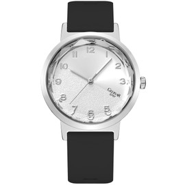 EAJOMIN Women's Wrist Watch Easy to Read Sports Casual Waterproof Silicone Crystal Glass Analog Quartz Timepiece Watch for Women Nurse Ladies Students (G707 Silver Black)