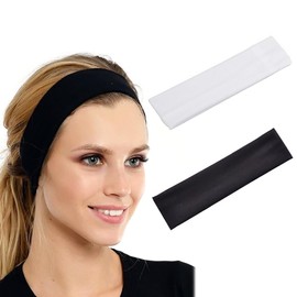 ZYBHMJE 2 Pcs Wide Black Headbands for Women Men Fashion Head Bands for Women's Hair Soft Fabric Stretchy Hair Bands for Makeup Yoga Running Sports (Black&White)