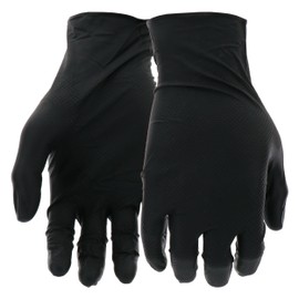 PIP Grippaz Skins 6 Mil Nitrile 9.5" Disposable Gloves 50-Pack, Fish Scale Grip, Chemical & Oil Resistant, Black, Small (67-246/S)