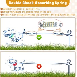 HaiYUAN Dog Tie Out Cable 10/15/20/25/30FT Dog Run Cable Rosy Pink/Blue/Purple/Silver/Red/Green/YellowTie Out Cable for Large Dogs Heavy Duty for Outside Hold Large Dogs Up to 250LBS