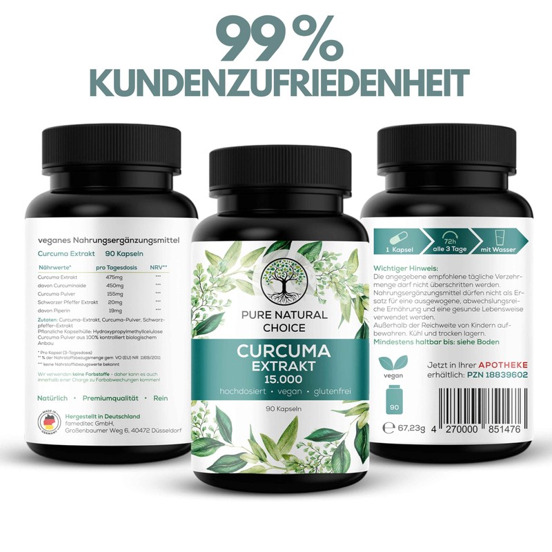 PURE NATURAL CHOICE Curcuma Extract 15000 – TÜV Tested –