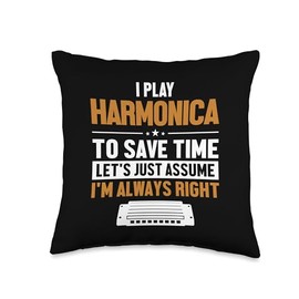 Chromatic Harmonica Accessories Set Beginner Gifts Player Let's Assume I'm Right Mouth Harp Harmonica Throw Pillow, 16x16, Multicolor