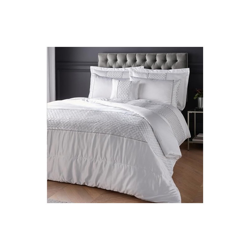 Catherine Lansfield Deco Sequin Quilted Pillow sham Pair White