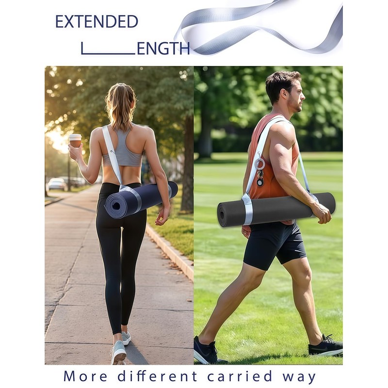 Yoga Mat Strap with Carabiner Clip, Adjustable Carrier for Yoga
