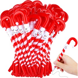 LATERN 60Pcs Christmas Candy Cane Pen, 17CM Christmas Snowman Ballpoint Pens Umbrella Cane Pen with Black Ink for Christmas Holiday New Years Home Decor Party Gift