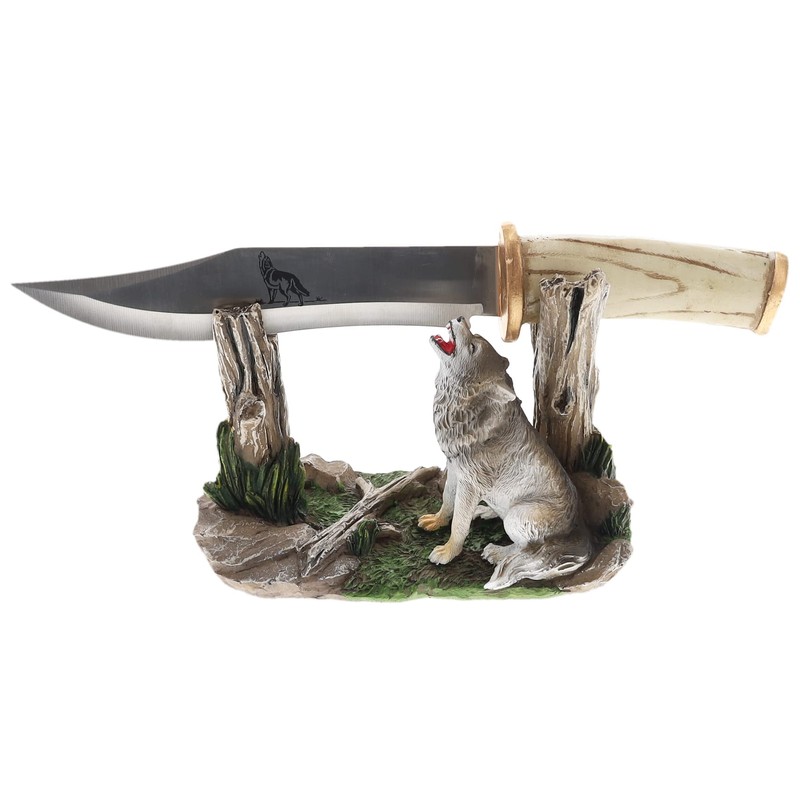 Deleon Collections Decorative White Wolf Knife - Majestic Howing Wolf