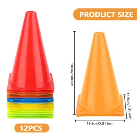 TNOMSNO Pack of 12 Football Marking Cones 18 cm Football Training Cones, Football Training Aids, Pylons for Children, Football Sports, Equestrian Sports (6 Colours)