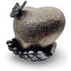 5MOONSUN5 Chrome Cremation Heart Urn with Butterfly for Ashes with