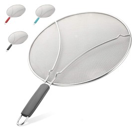 Zulay Kitchen Large Splatter Screen for Frying Pan (13") - Blocks Hot Oil Splashes - Stainless Steel Grease Splatter Guard for Frying Pan - Keeps Stoves Clean & Prevents Burns While Cooking (Gray)