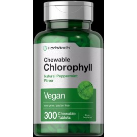 Horbäach Chlorophyll Tablets | 300 Chewables | Peppermint Flavor | Vegan | by Horbaach