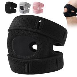 KEBEGE Knee Brace for Women Men,Patellar Pad,Adjustable Tendon Support Sleeve Braces,With Side Stabilizer and Patella Gel Pad for Meniscus, Knee Support for Athletes (Black)