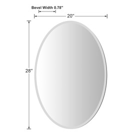 KOHROS Bathroom Mirrors for Over Sink - Oval Frameless Mirror - Beveled Polished Wall Mirror for Bathroom, Vanity, Bedroom (18" W x 24" H Oval)
