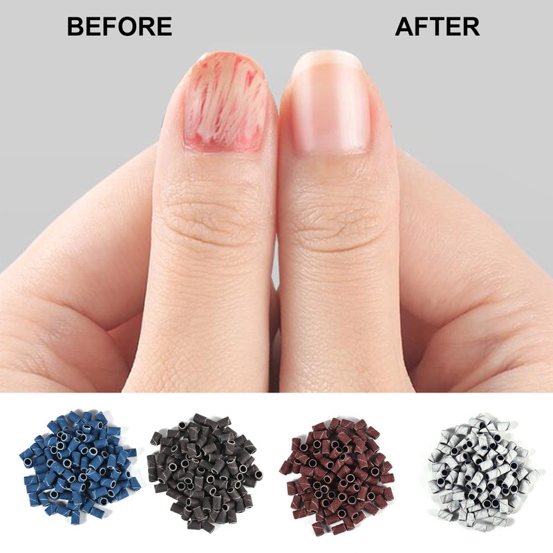 400pcs Sanding Bands with 2 Nail Drill Bits for Manicure