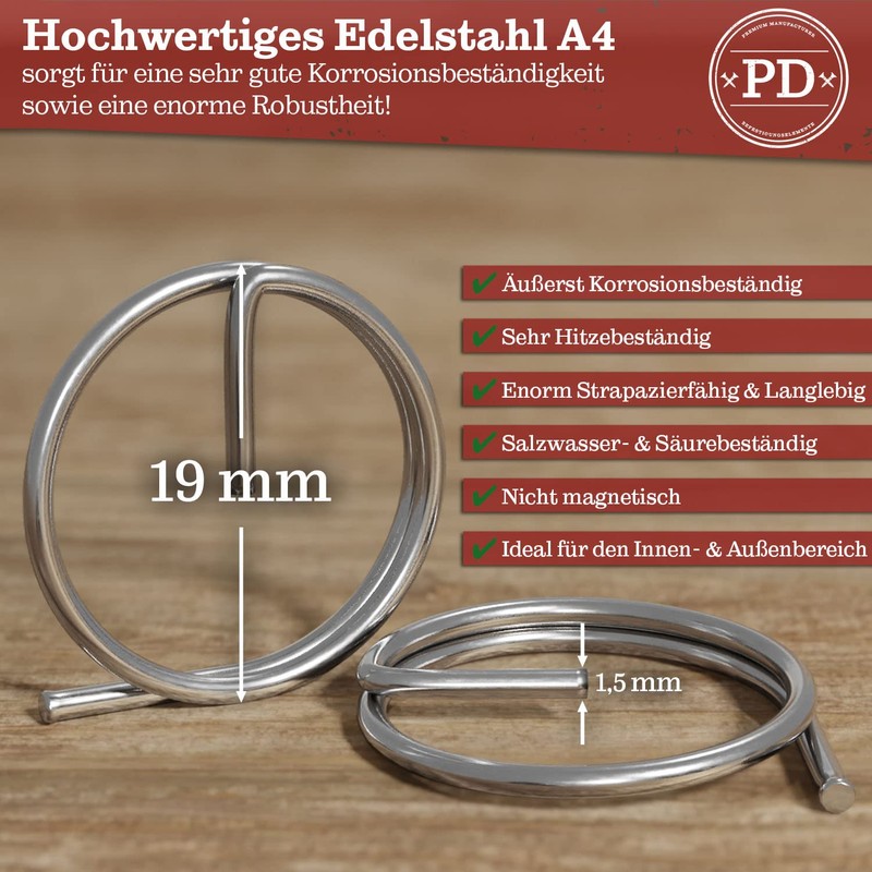 PD® Ring Cotter Pins 1.5 x 19 mm Rustproof Circlips