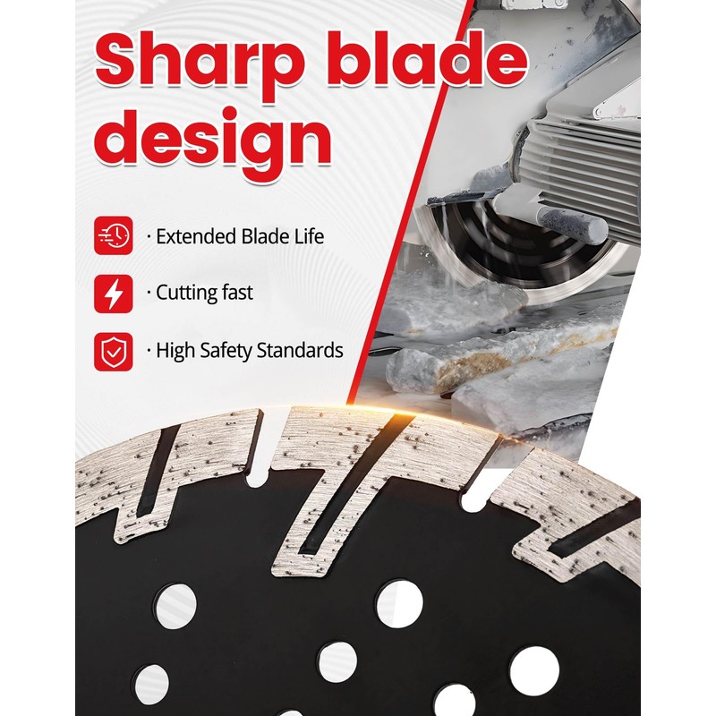 7" Granite Saw Blade Diamond Turbo Blade with Coolling Holes
