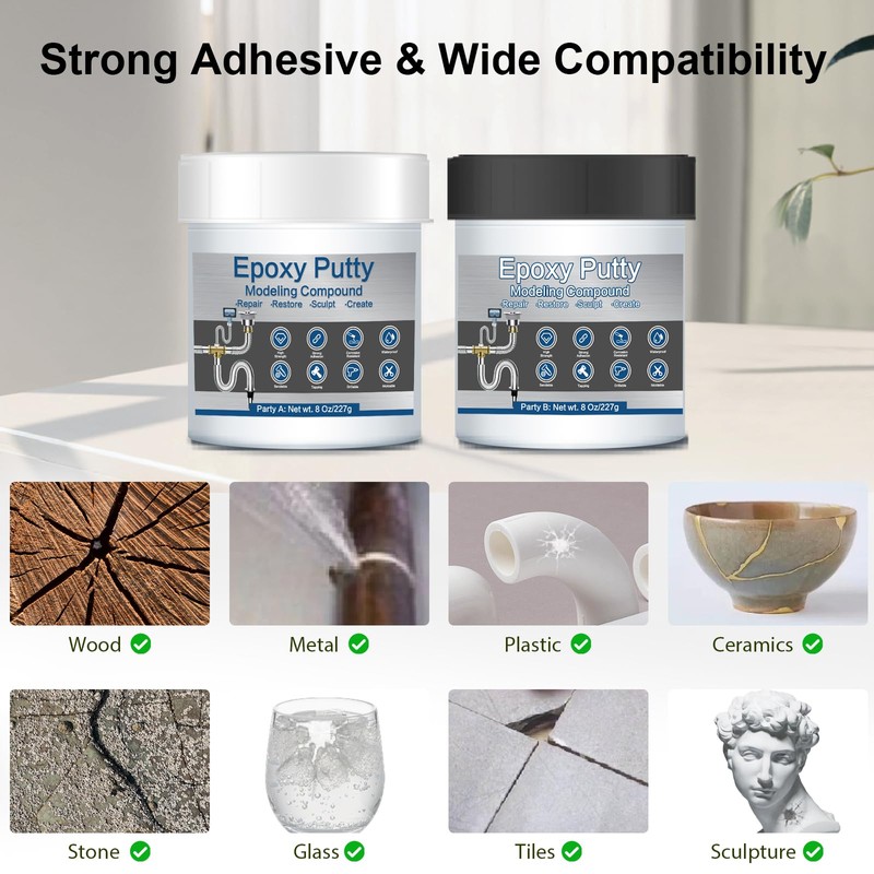 Grey Metal Epoxy Putty for Repair, 2 Part 16Oz Wood