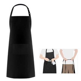 haoyuan Chef Apron, Black Apron with 2 Pockets, Unisex Adjustable Apron, Anti-Fouling Aprons for Men, Women, Professional Kitchen Apron for Kitchen, Gardening, Restaurant, Barbecue, Coffee