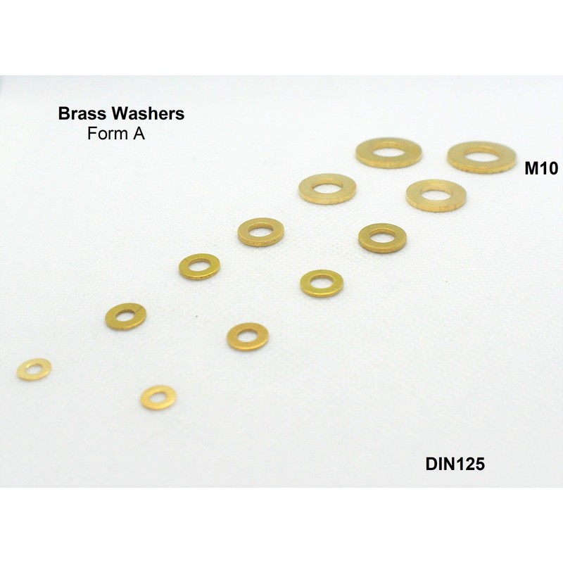 Brass Washers Form A M10, 10.3mm Inner Diamater x 20mm
