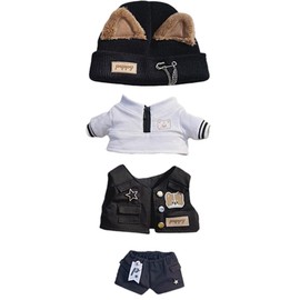 niannyyhouse 10cm 15cm 20cm Plush Doll Clothes Puppy Police Costume with Dress Up Accessories for Hat, T-shirt, Pants, Vest, Plush (15cm)