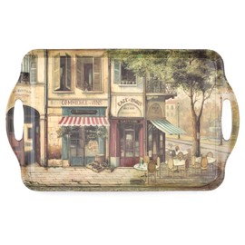 Pimpernel Parisian Scenes Melamine Rectangular Serving Tray – (19.25" x 11.5") French Street Corner Design, Durable Lightweight Platter for Dining Table Accent & Festive Entertaining