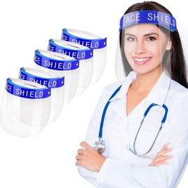 GOAT LIDS 5 Pack Face Shield Mask with Adjustable Head Strap, Anti-Fog Crystal çlear Anti Splashing Protection for Adults, Men, and Women.