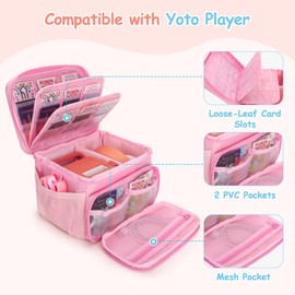 LoDrid Aufbewahrungstasche kompatibel mit Yoto Player (3. Generation), Kartenhalter für bis zu 30 Karten, Tragetasche für Bluetooth-Audio-Lautsprecher und Kopfhörer-Zubehör, Rosa (nur Hülle)