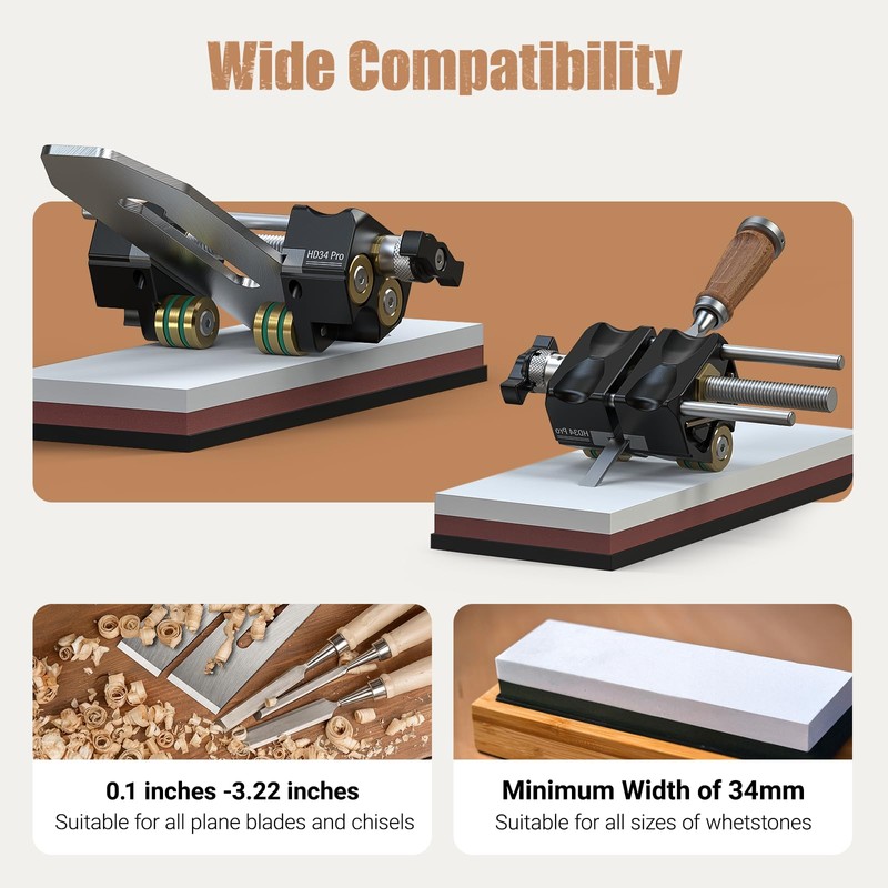 HONGDUI Chisel Sharpening Kit with Honing Guide, Sharpening Angle Fixture
