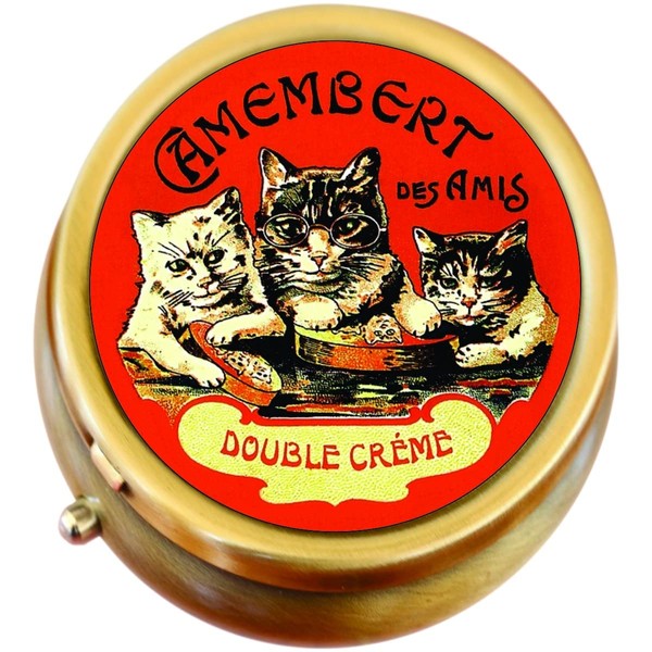 Vintage Butter Cats Brass Pill Box