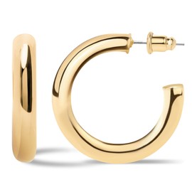 JULIETTE COLLECTION Gold Hoop Earrings for Women | Chunky Lightweight Open Hoops | 14K Gold Plated Hoops | Trendy Hoop Earrings for Women