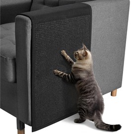 Navaris Cat Scratch Sofa Protector - Durable Sisal Pad - Scratcher Mat to Stop Cats Scratching Furniture - Indoor Cat Scratch Pads Suitable for All Sofas - Black