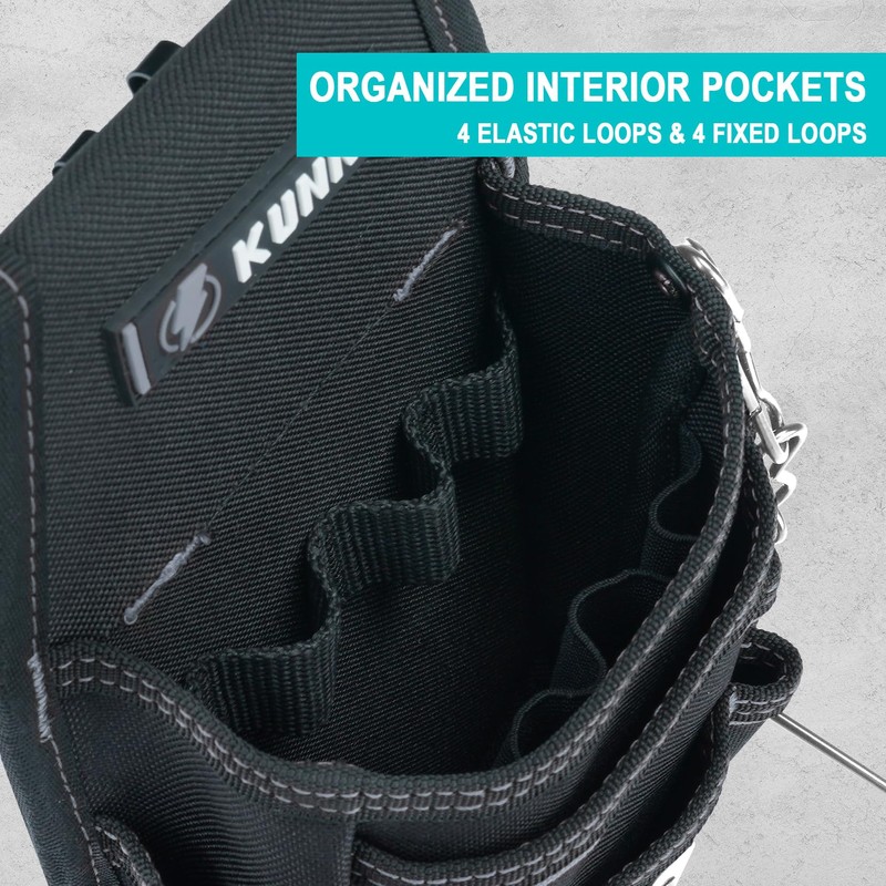 KUNN Tool Pouch,7-Pocket Electrician Pouch with Belt Clip,Tool Loop,Tape Thong