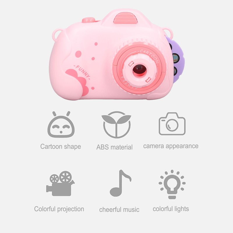 Kids Music Camera Pink Cute Adjustable Puzzle Kids Cartoon Projection