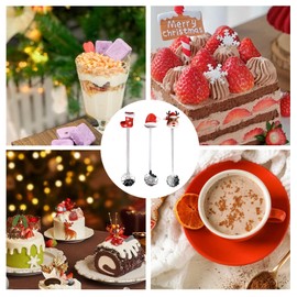 3 Pcs Christmas Coffee Spoons, Stainless Steel Teaspoons Dessert Mixing Spoons Christmas Style Spoon Xmas Spoons for Tea Coffee Soup Stirring Mixing Dessert Kitchen Tableware