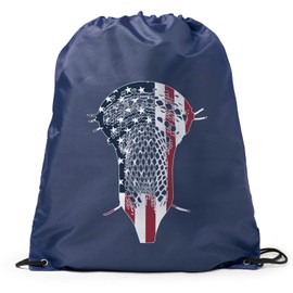 ChalkTalkSPORTS Guys Lacrosse Sport Pack Drawstring Bag | Patriotic Stick | Navy