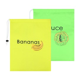 Bekecidi Yellow Banana Bag and Green Lettuce Bags, Vegetable Storage Bags Reusable Produce Bags Banana Keep Fresh Drawstring Storage Bag Prevents Odor for Fruits and Vegetables (yellow+green)
