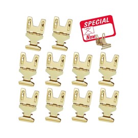 happykau カードクリップ 10個入りプライスカード立て ステンレス 値札 立て カード立て ポップスタンド 広告 スタンド 角度調整可能 滑り止め付 金属 値札 業務用 店舗用品 (ゴールド)